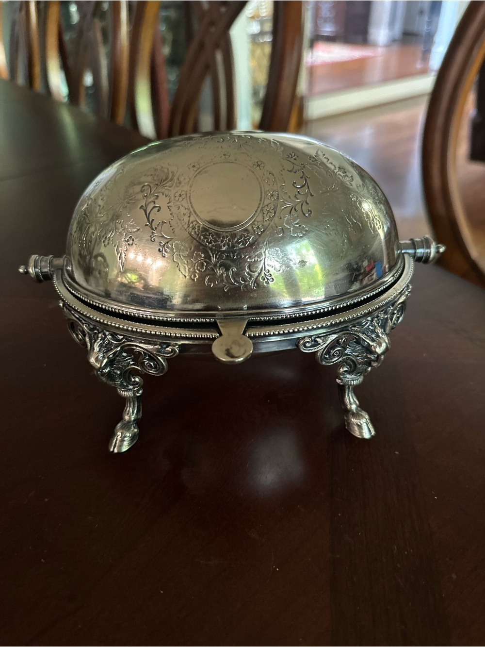 English 19th Century Silverplate Asparagus Dish Warmer with Cabriole Legs